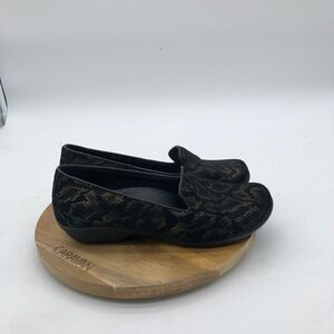Dansko Olivia Loafers Shoe Womens EU 36 US 5.5-6 Black Gold Snake Print Flat